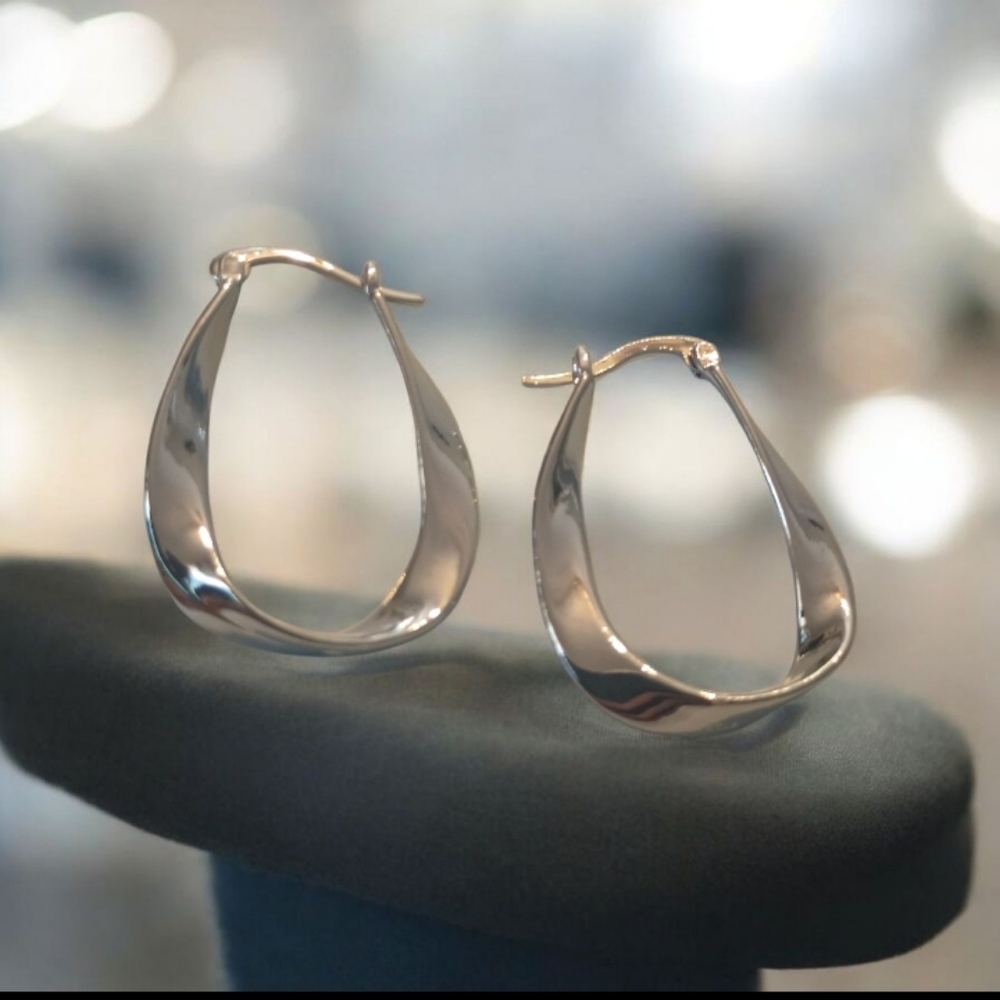 Silver Hoop Earrings - Picture 5 of 8